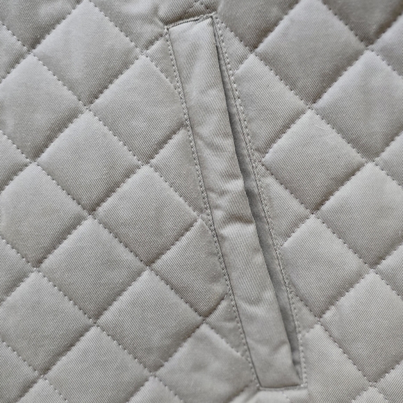 Vintage Spiegel Beige Quilted Jacket with Dark Faux Leather Trim - Picture 5 of 6